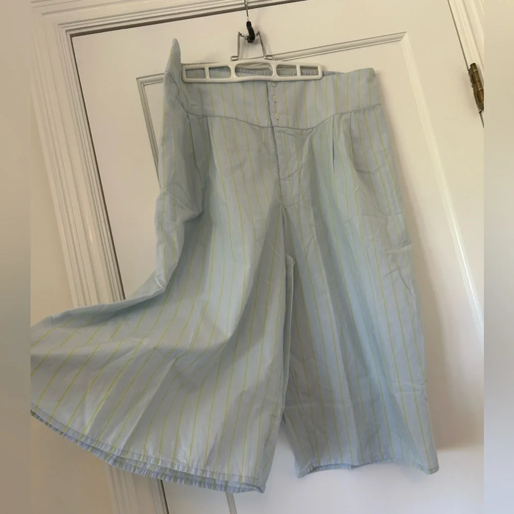 NWT Anthropology LyreBird Cotton French Boxer Wide Leg Culottes Sz XL  Stripe